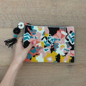NWT Anthropologie Beaded Zip Clutch